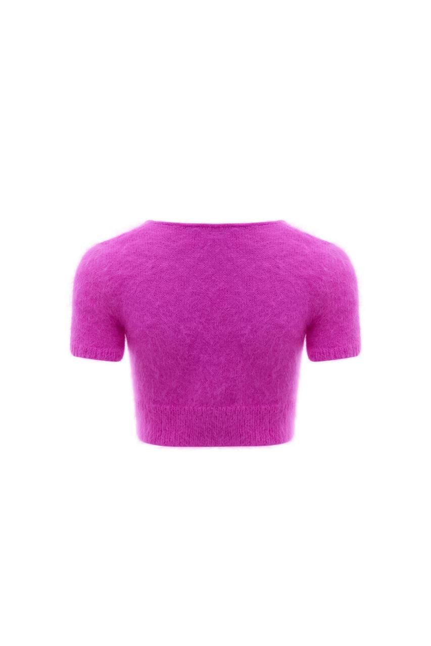 Fuchsia Fluffy Cropped Cardigan