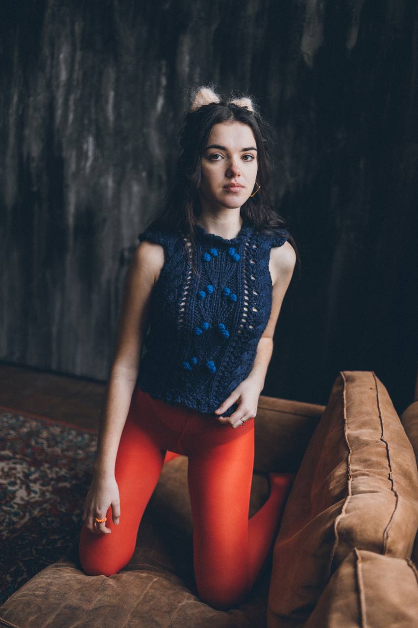 Knit Victorian Vest in Blue