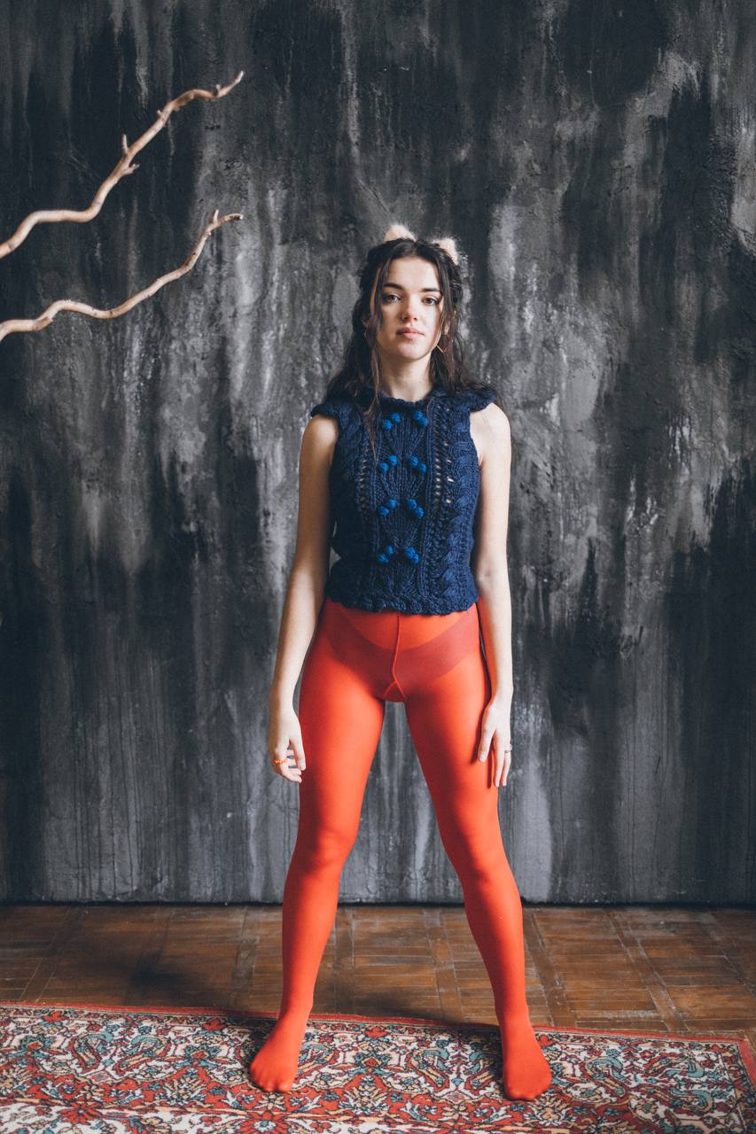 Knit Victorian Vest in Blue