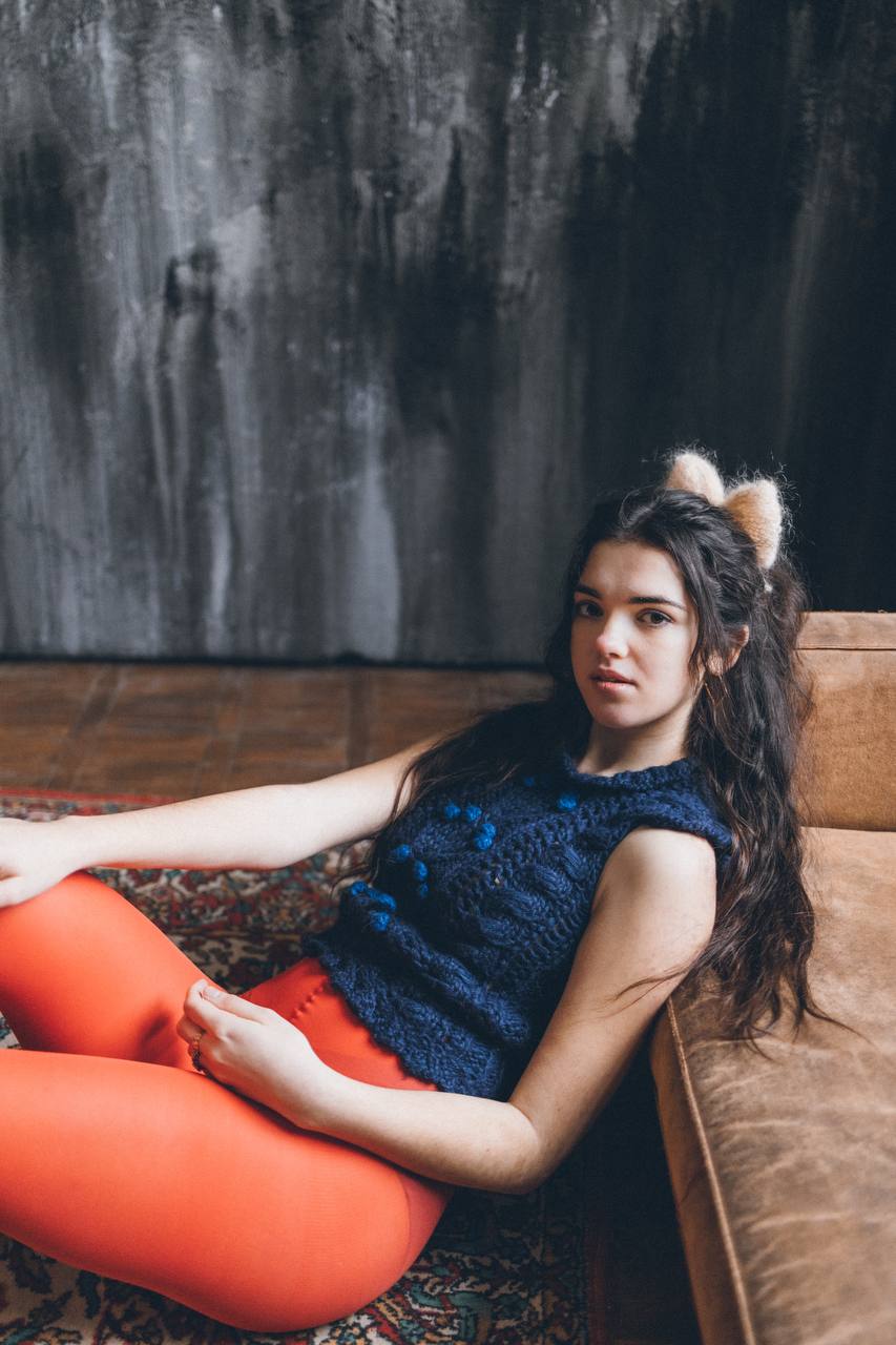 Knit Victorian Vest in Blue