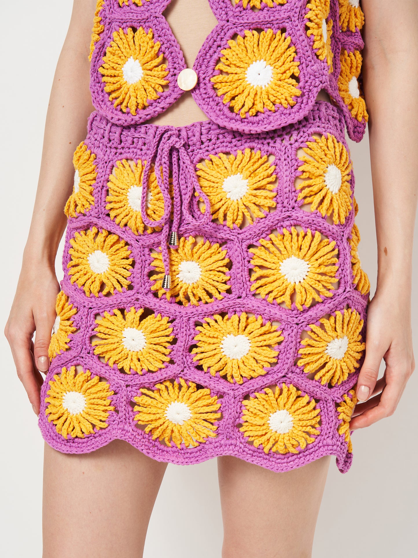Crochet Flowers Vest in Purple and Orange