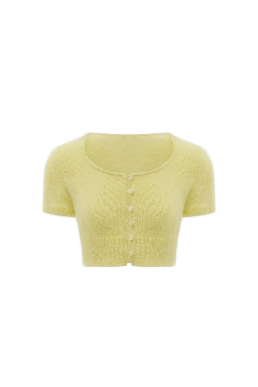 Butter Yellow Fluffy Cropped Cardigan
