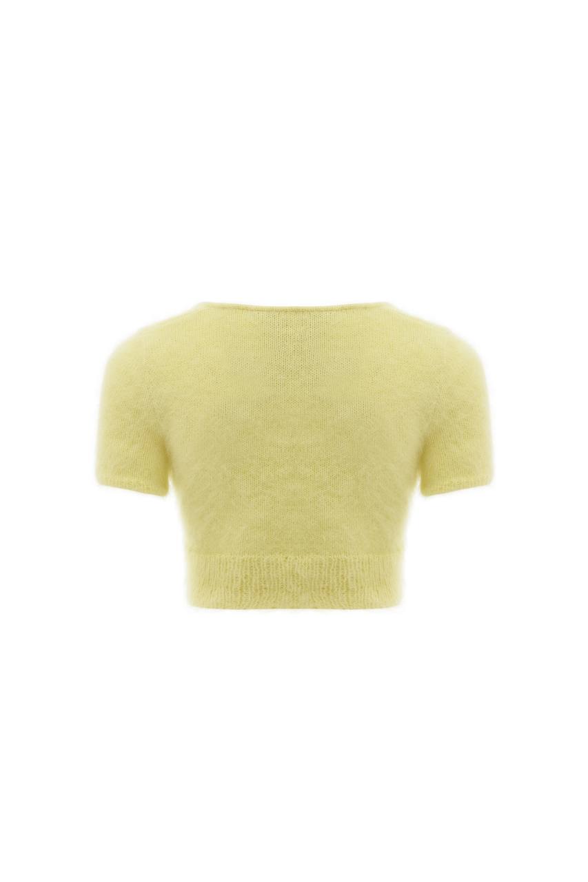 Butter Yellow Fluffy Cropped Cardigan