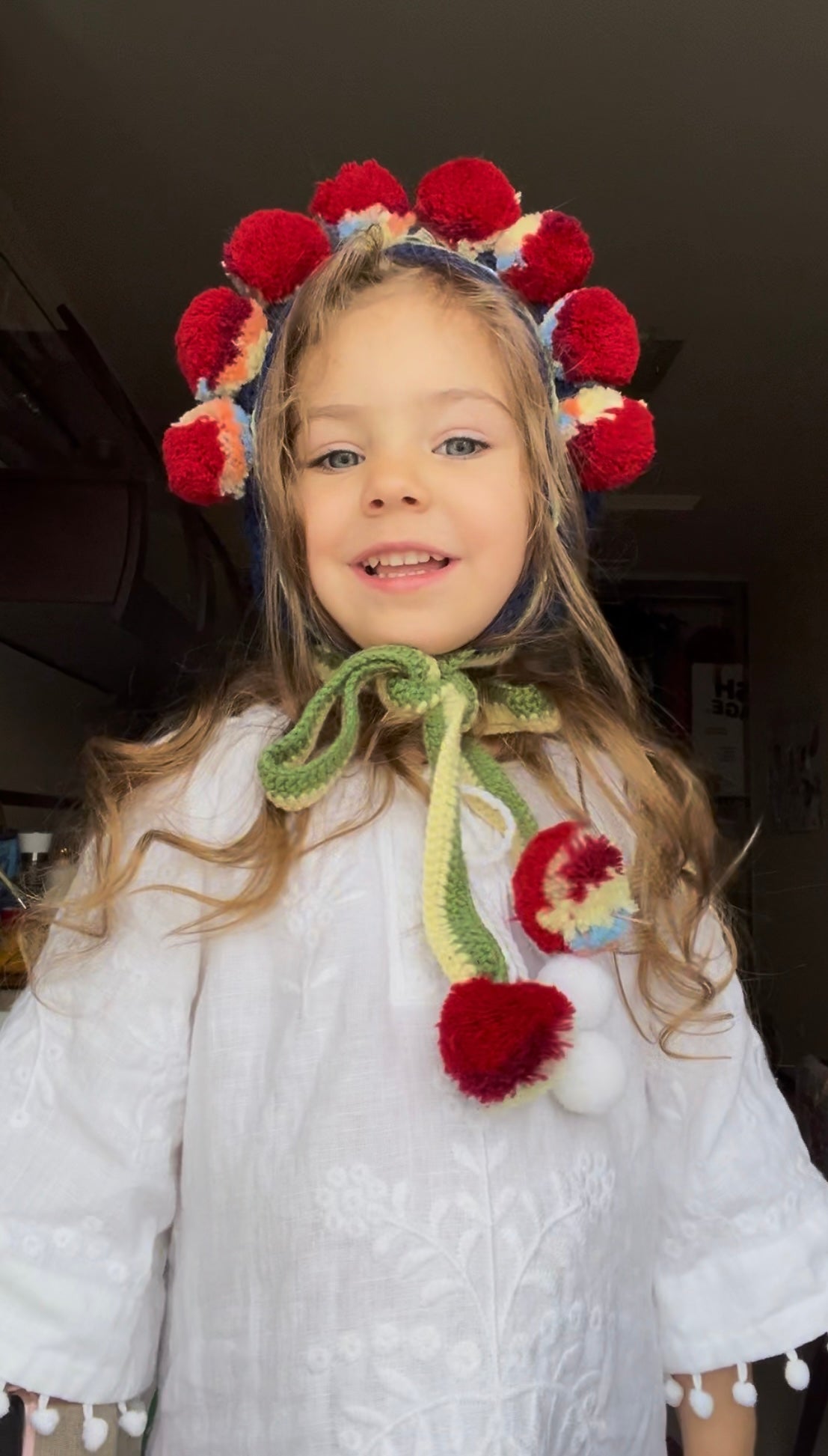 Deep Blue Ethnic Bonnet For Girls