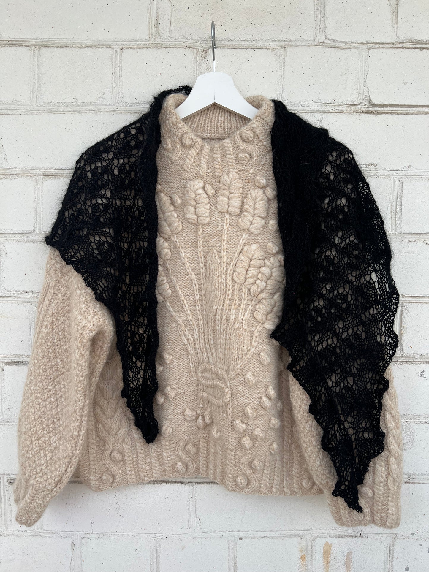 Small “Babusia” Shawl in Black Color