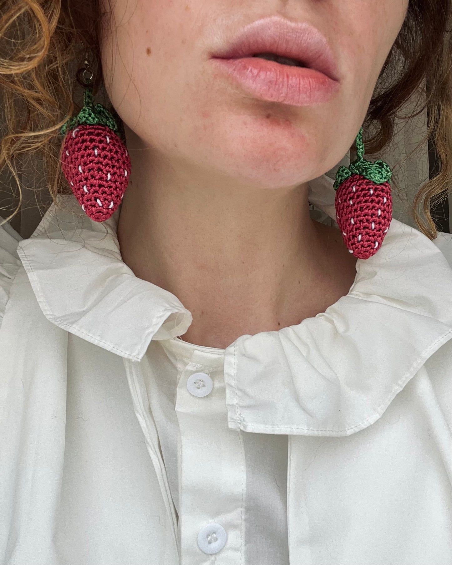 Strawberry Earrings in Wine Red