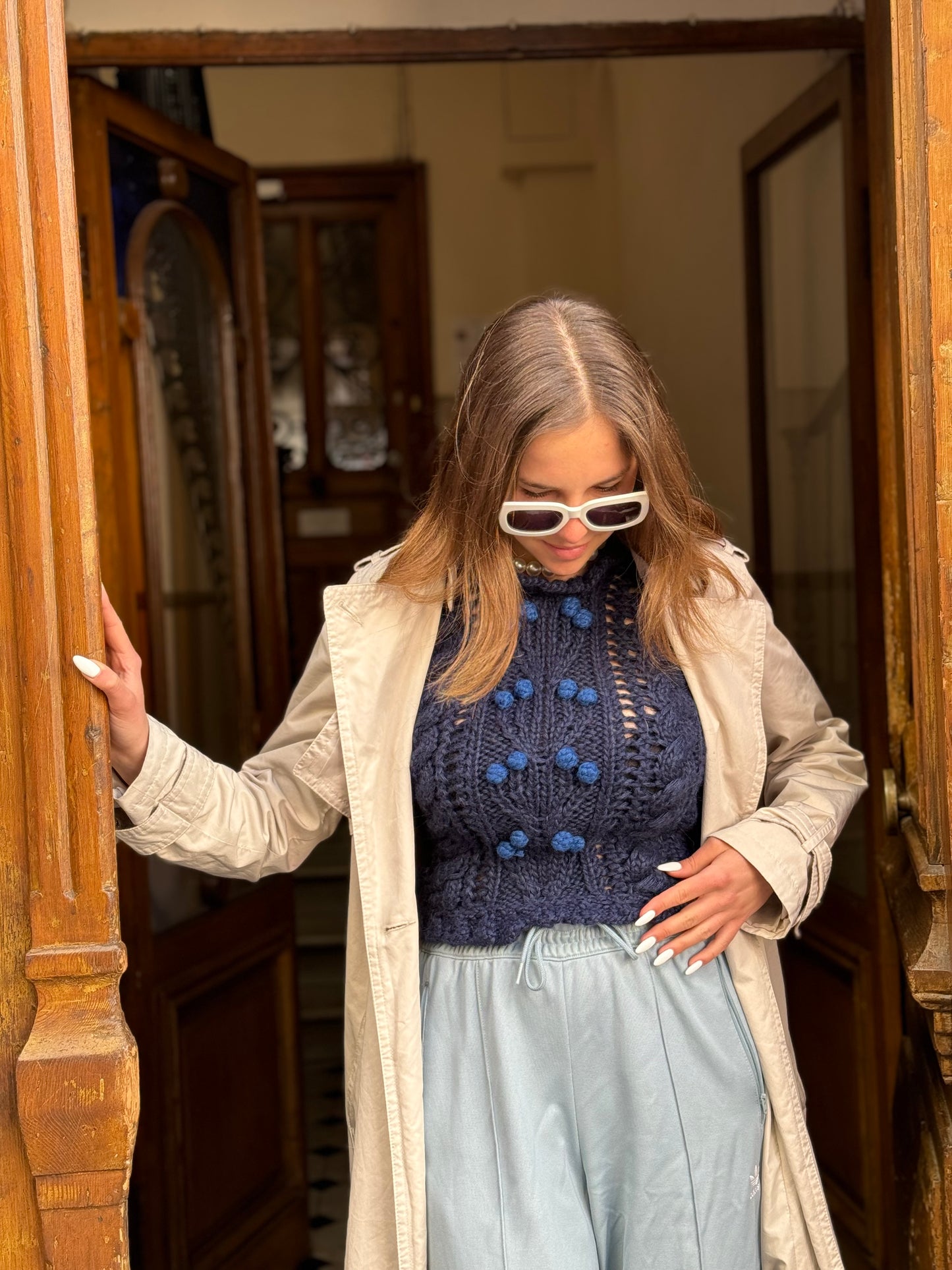Knit Victorian Vest in Blue