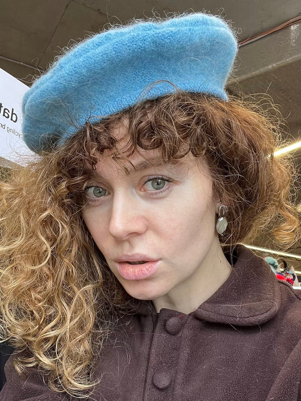 Reversible Textured Beret in Blue