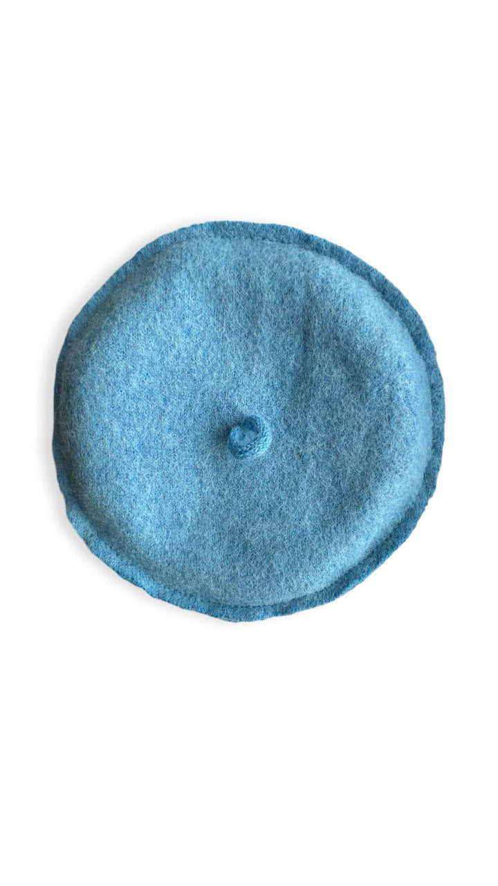 Reversible Textured Beret in Blue
