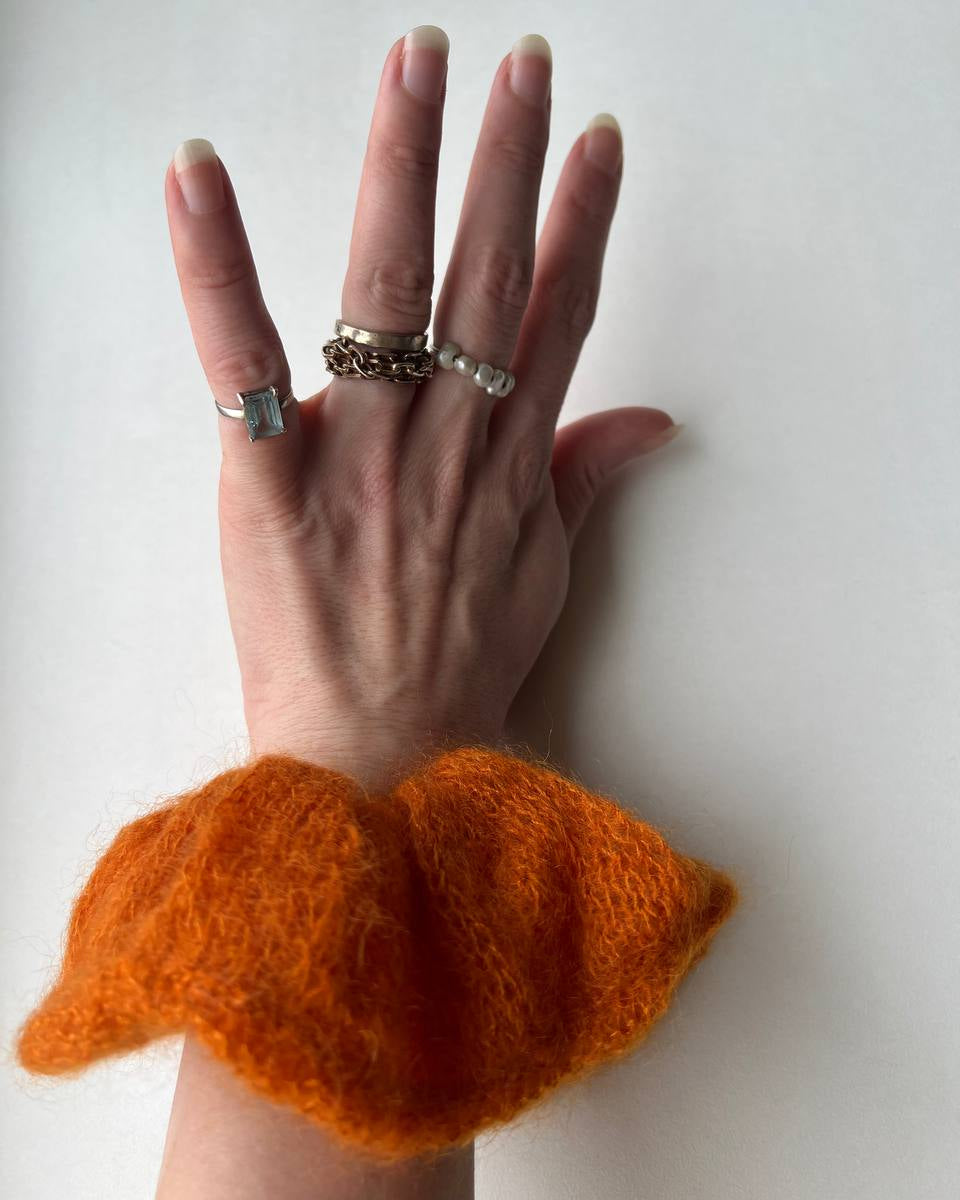 Knitted Orange Small Hair Scrunchie
