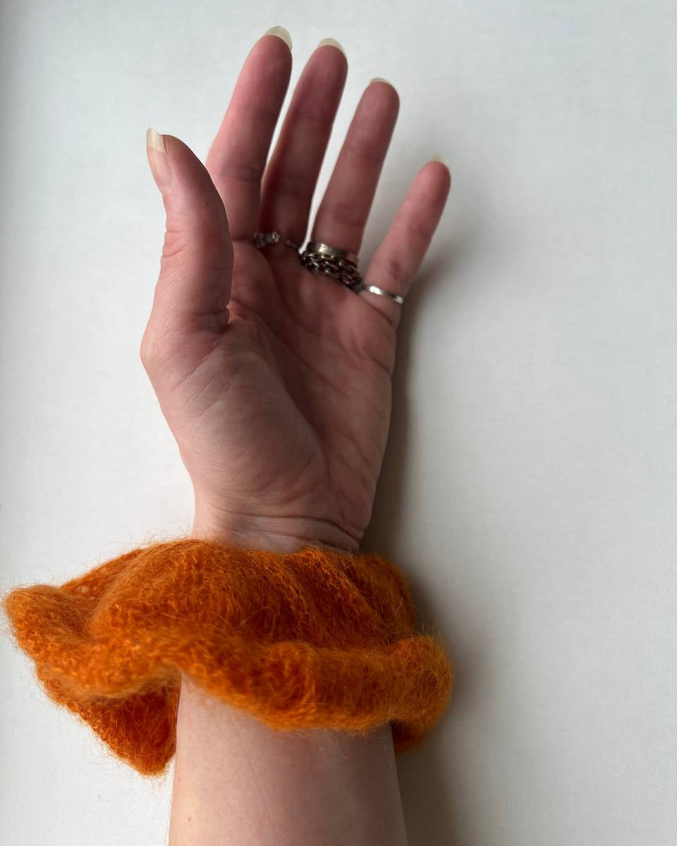 Knitted Orange Small Hair Scrunchie