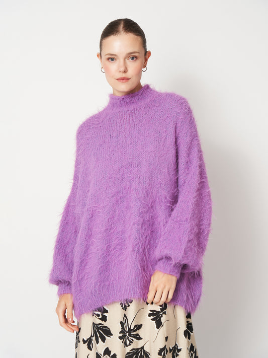 Purple Fluffy Oversized Sweater Unisex