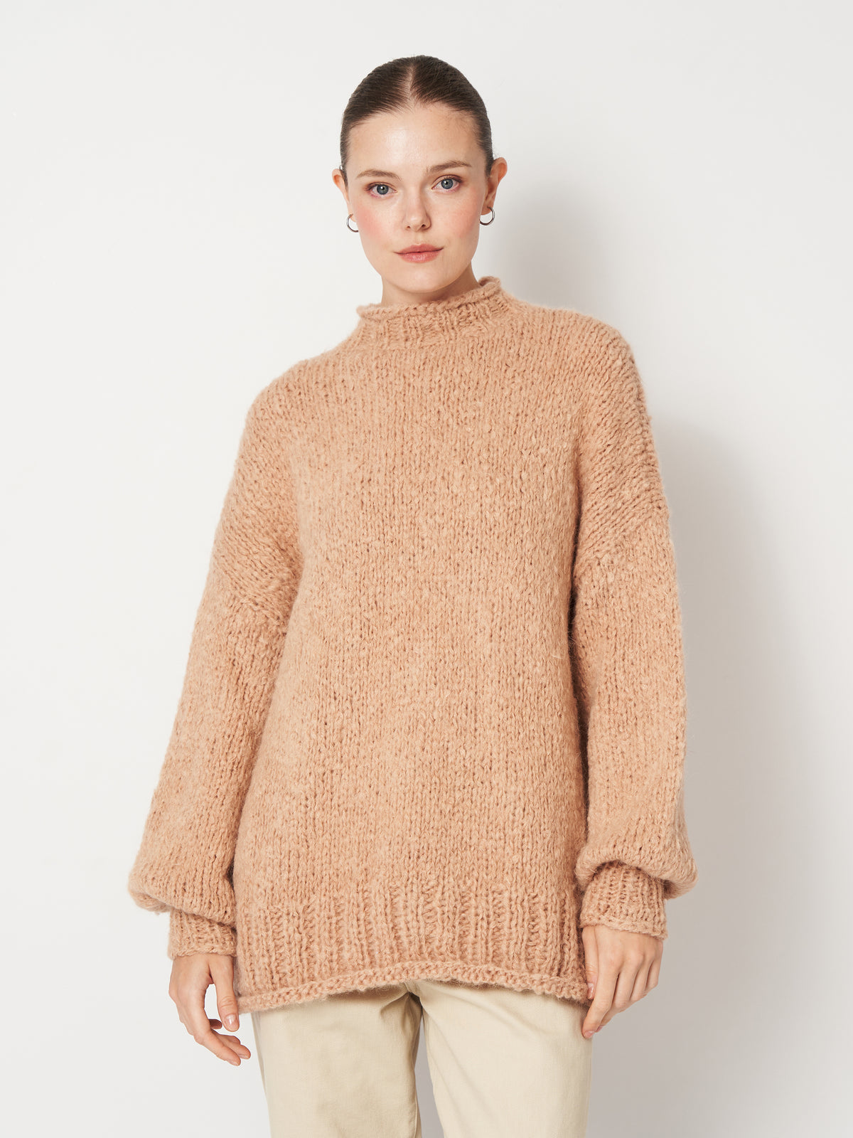 Beige Oversized Mohair Sweater Unisex