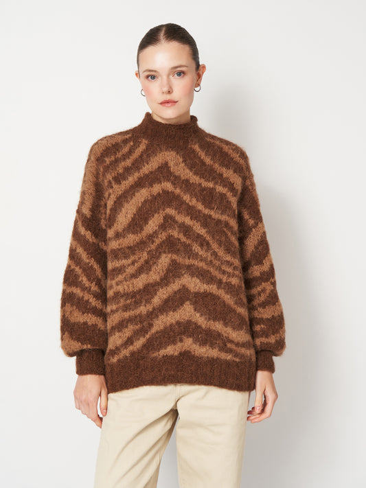 Tiger Beige Brown Oversized Mohair Sweater