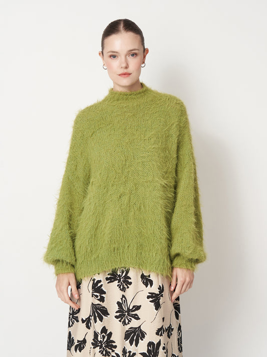 Green Fluffy Oversized Sweater Unisex