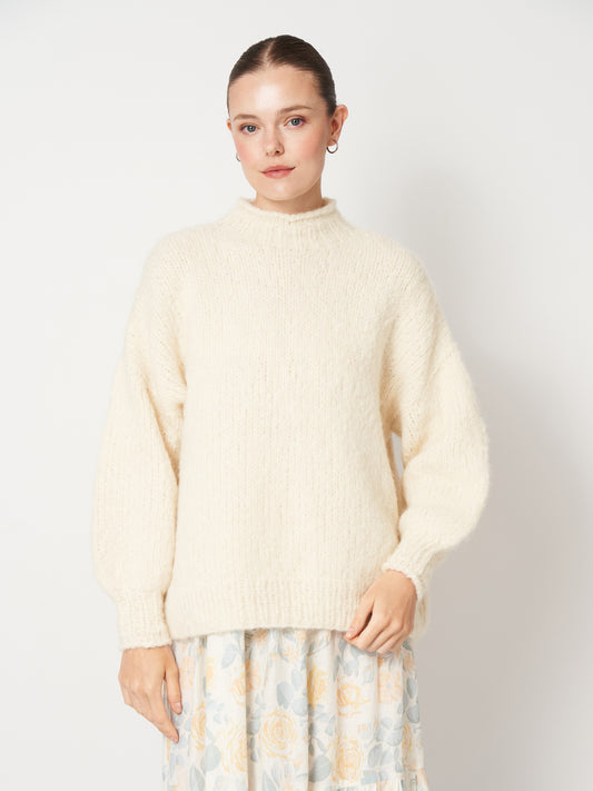 White Oversized Baby Alpaca Sweater