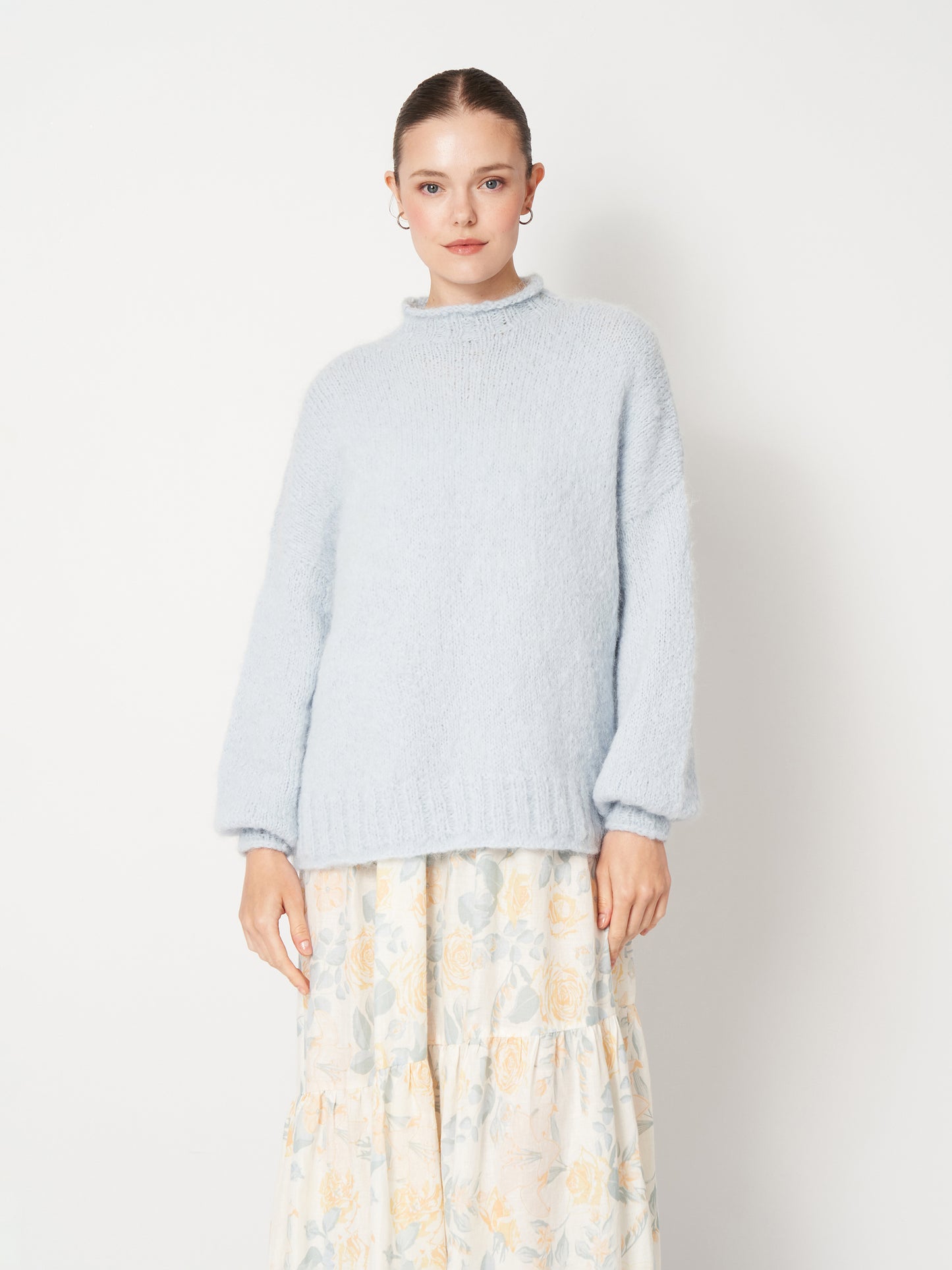 Powder Blue Oversized Baby Alpaca Sweater