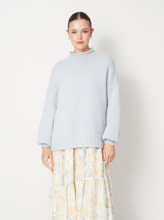 Powder Blue Oversized Baby Alpaca Sweater