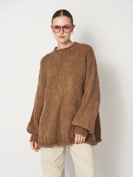 Camel Beige Oversized Mohair Sweater Unisex