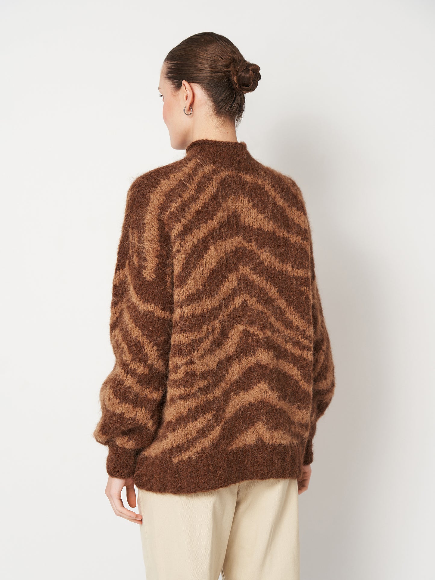Tiger Beige Brown Oversized Mohair Sweater