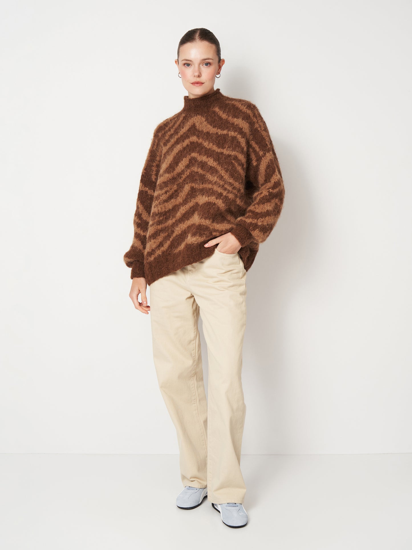 Tiger Beige Brown Oversized Mohair Sweater