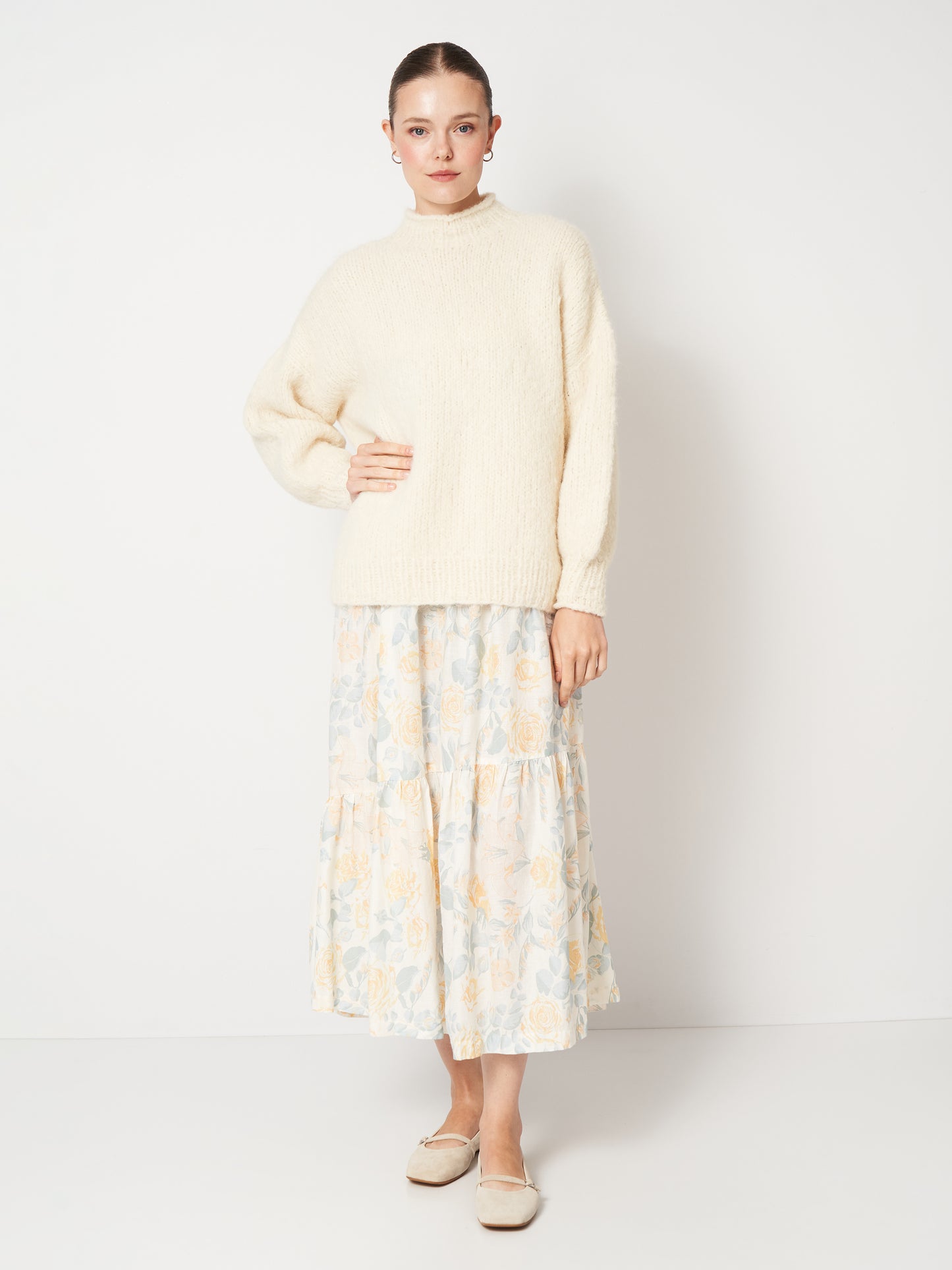 White Oversized Baby Alpaca Sweater