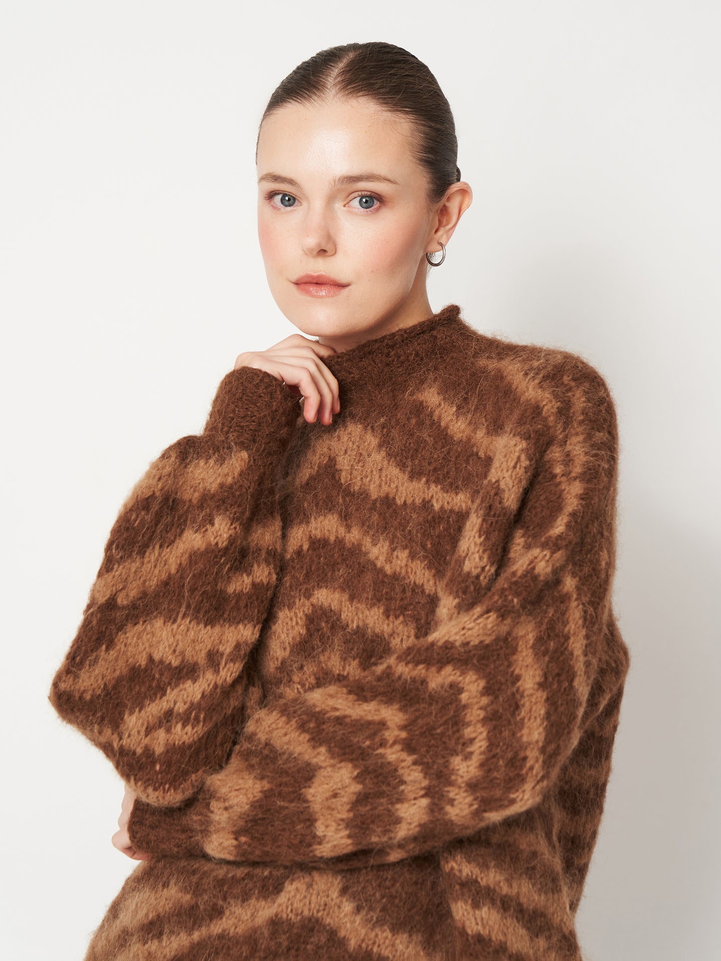 Tiger Beige Brown Oversized Mohair Sweater