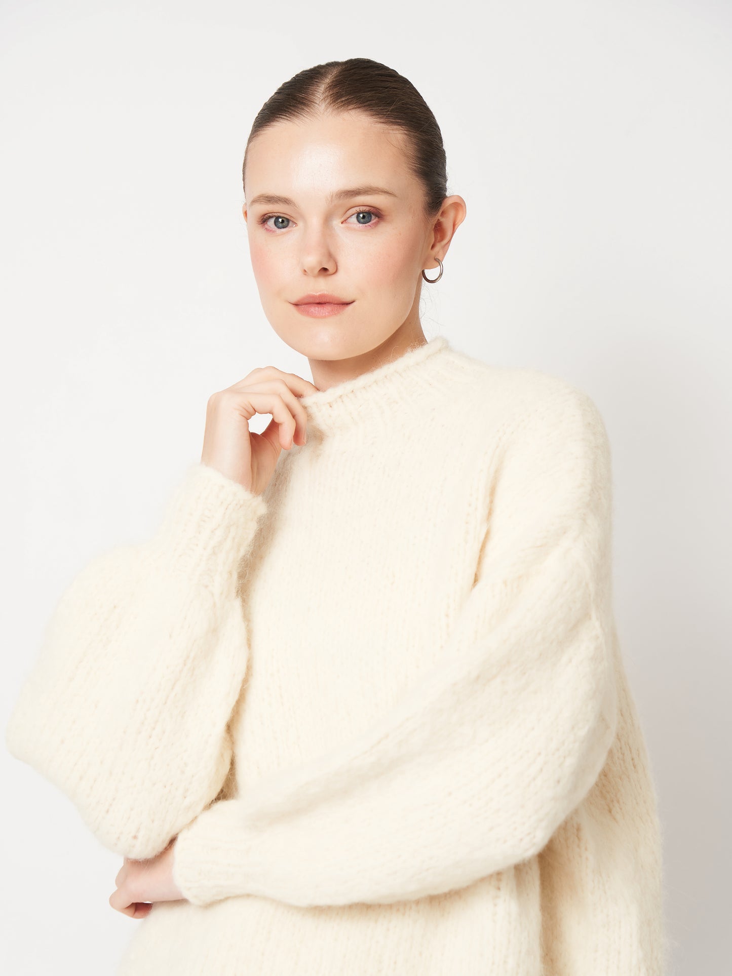 White Oversized Baby Alpaca Sweater
