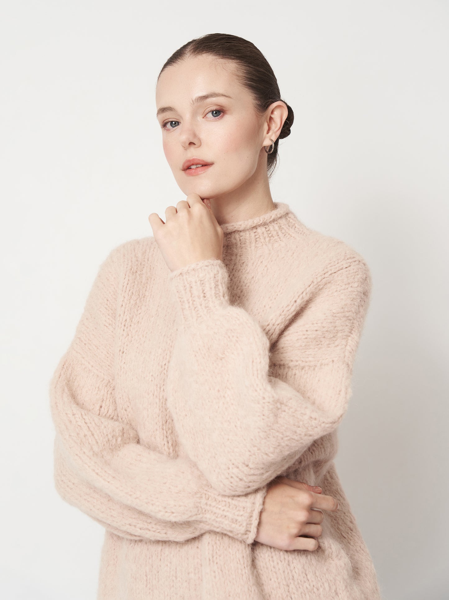 Beige Pink Oversized Mohair Sweater