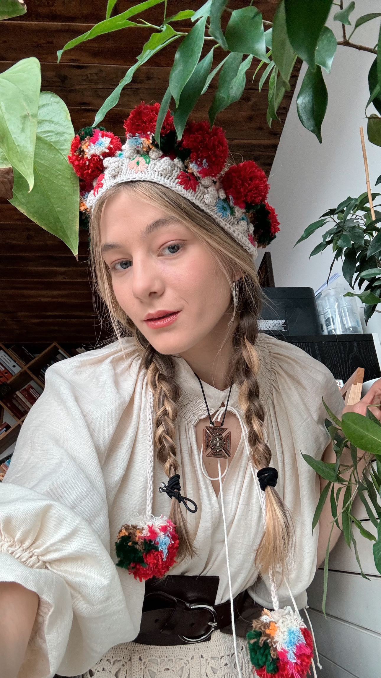 Light Beige Ethnic Headband "Chilce"
