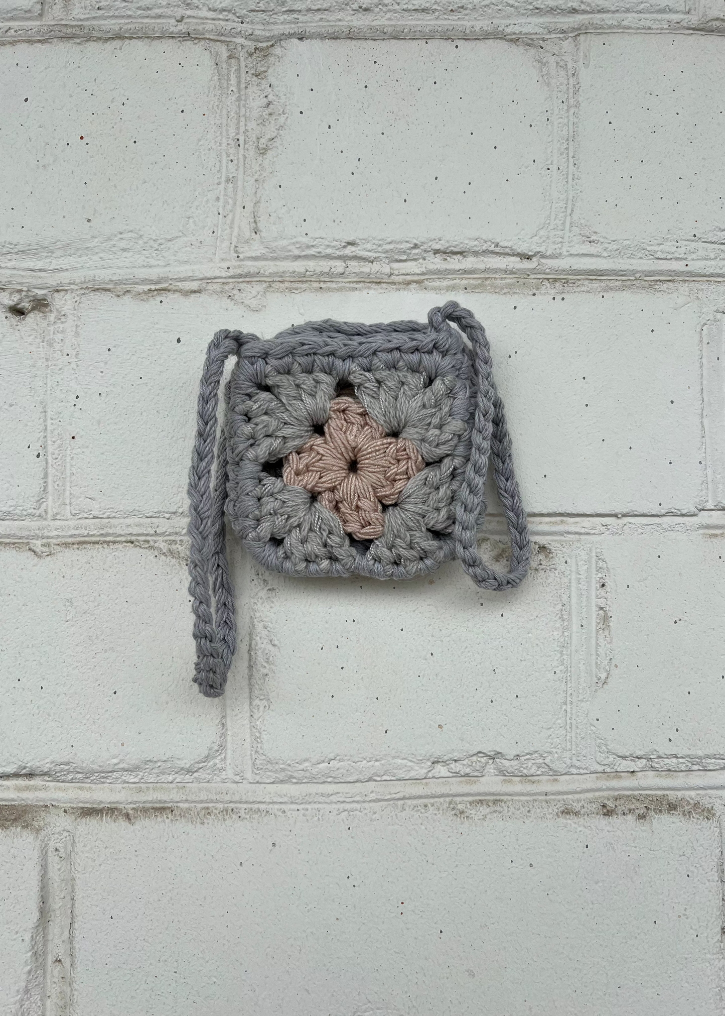 Gray Beige Micro Crochet Bag