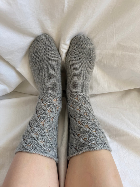 Gray Wool Socks with Lace