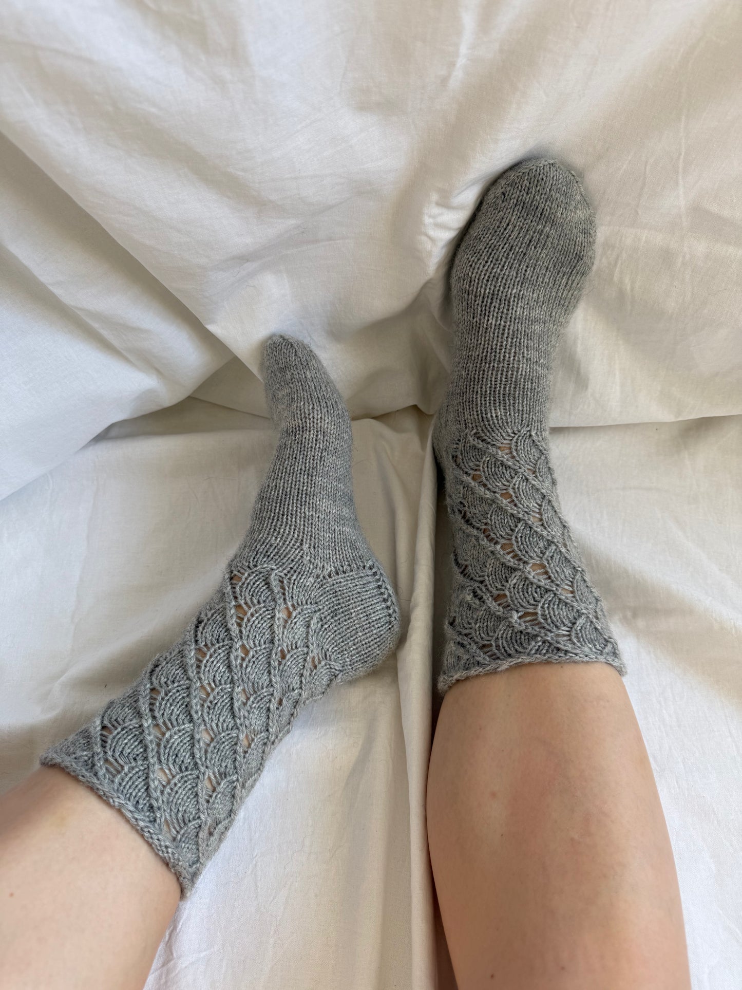 Gray Wool Socks with Lace
