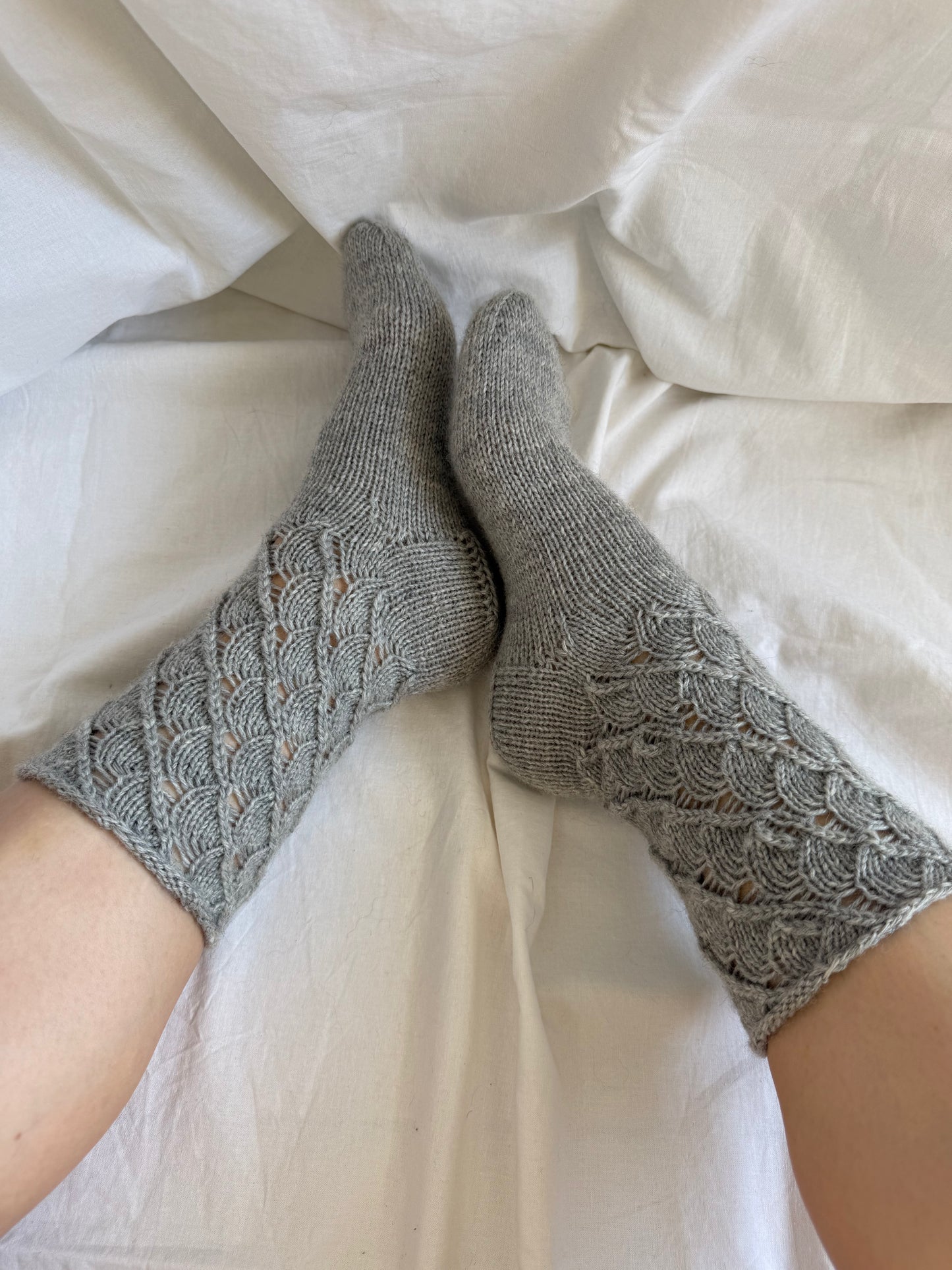 Gray Wool Socks with Lace