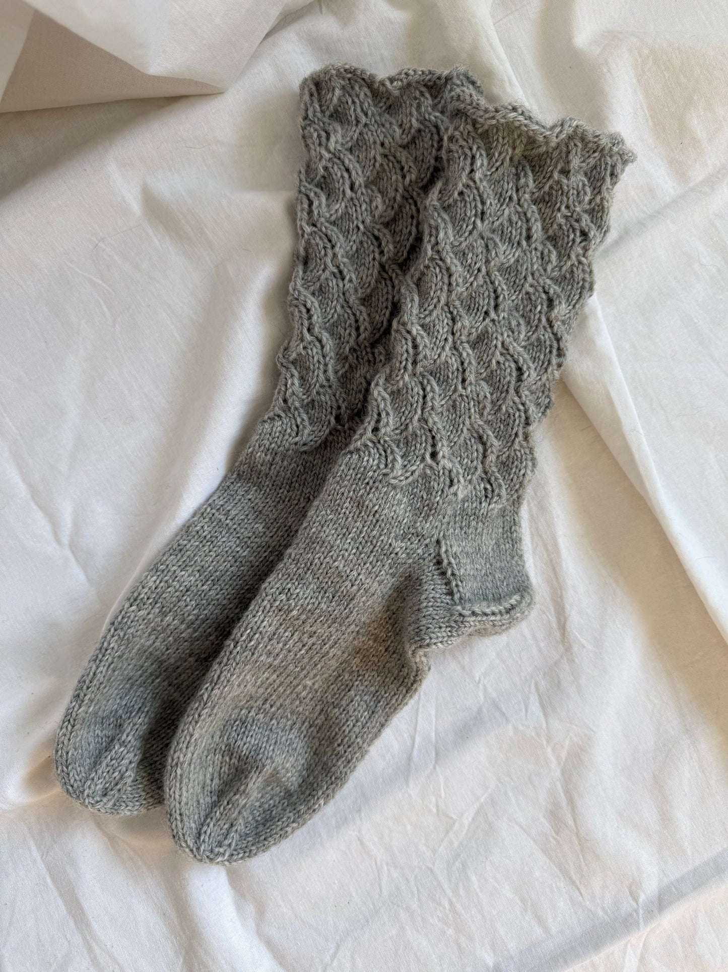Gray Wool Socks with Lace