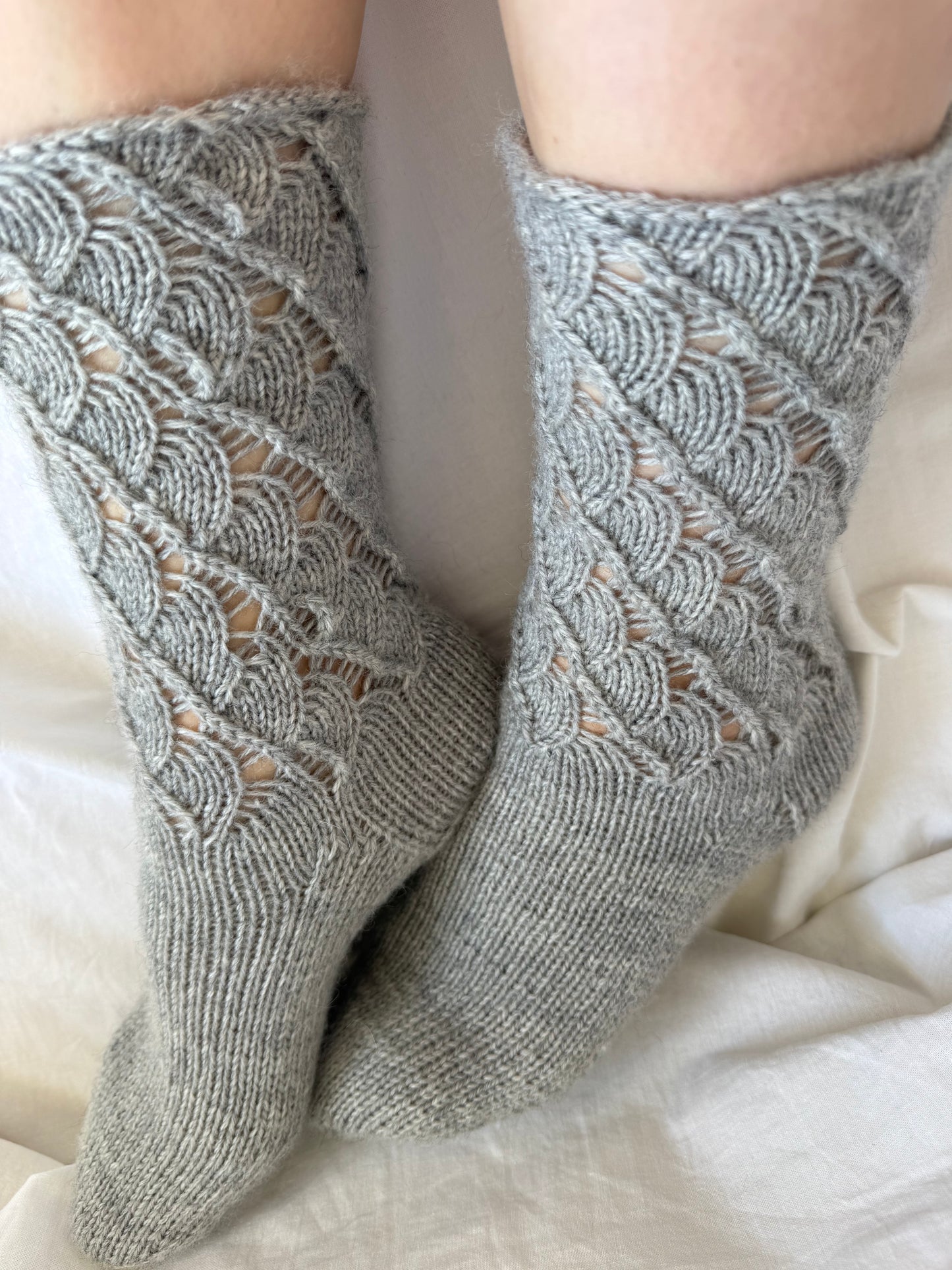 Gray Wool Socks with Lace