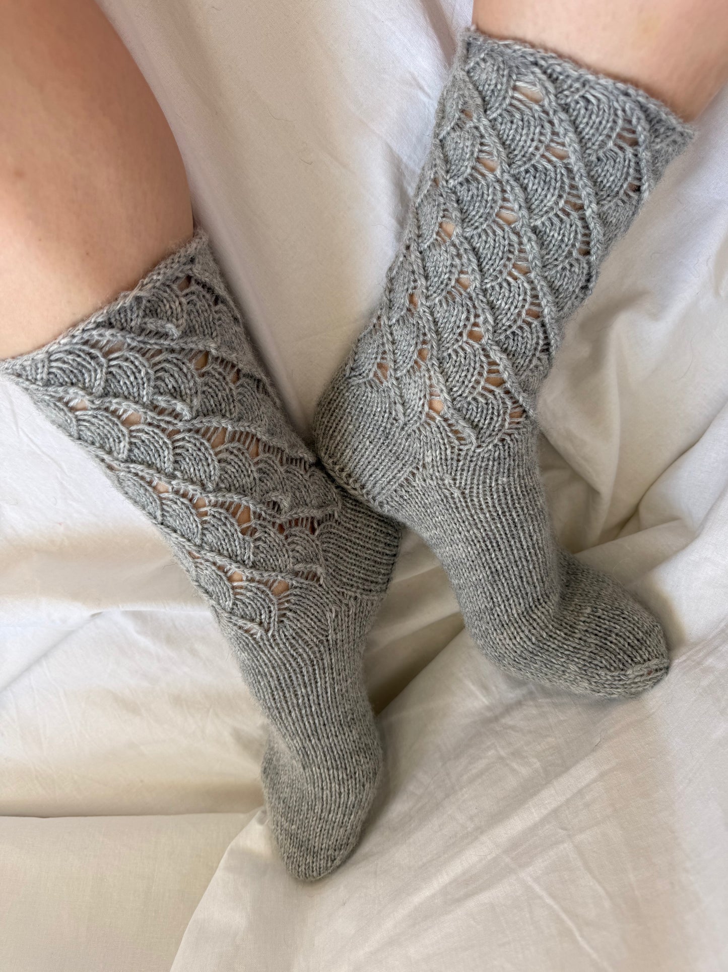 Gray Wool Socks with Lace
