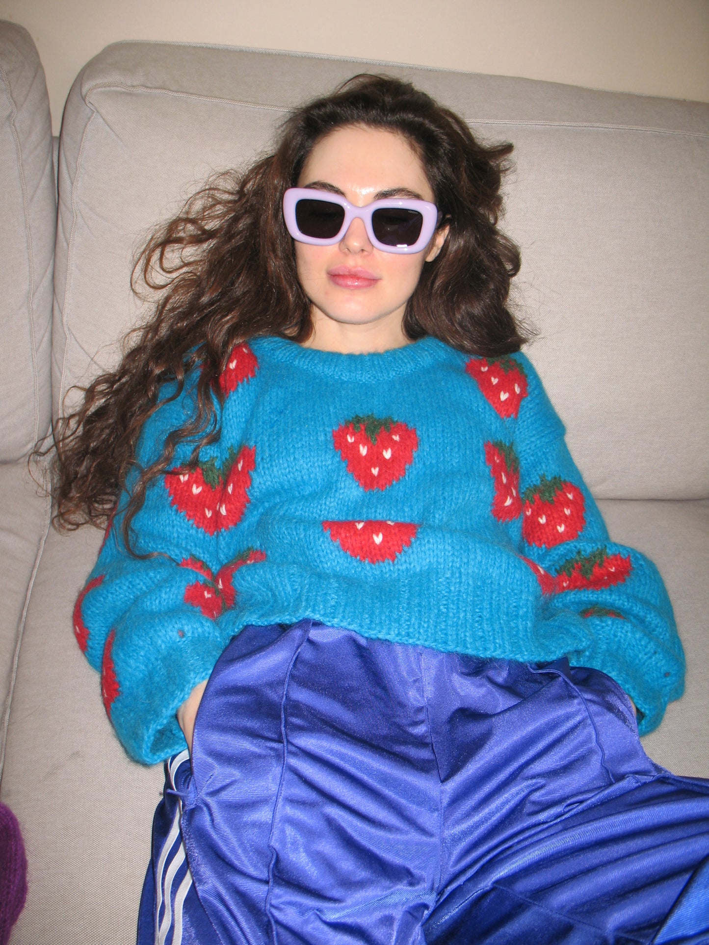 Blue Strawberry Sweater