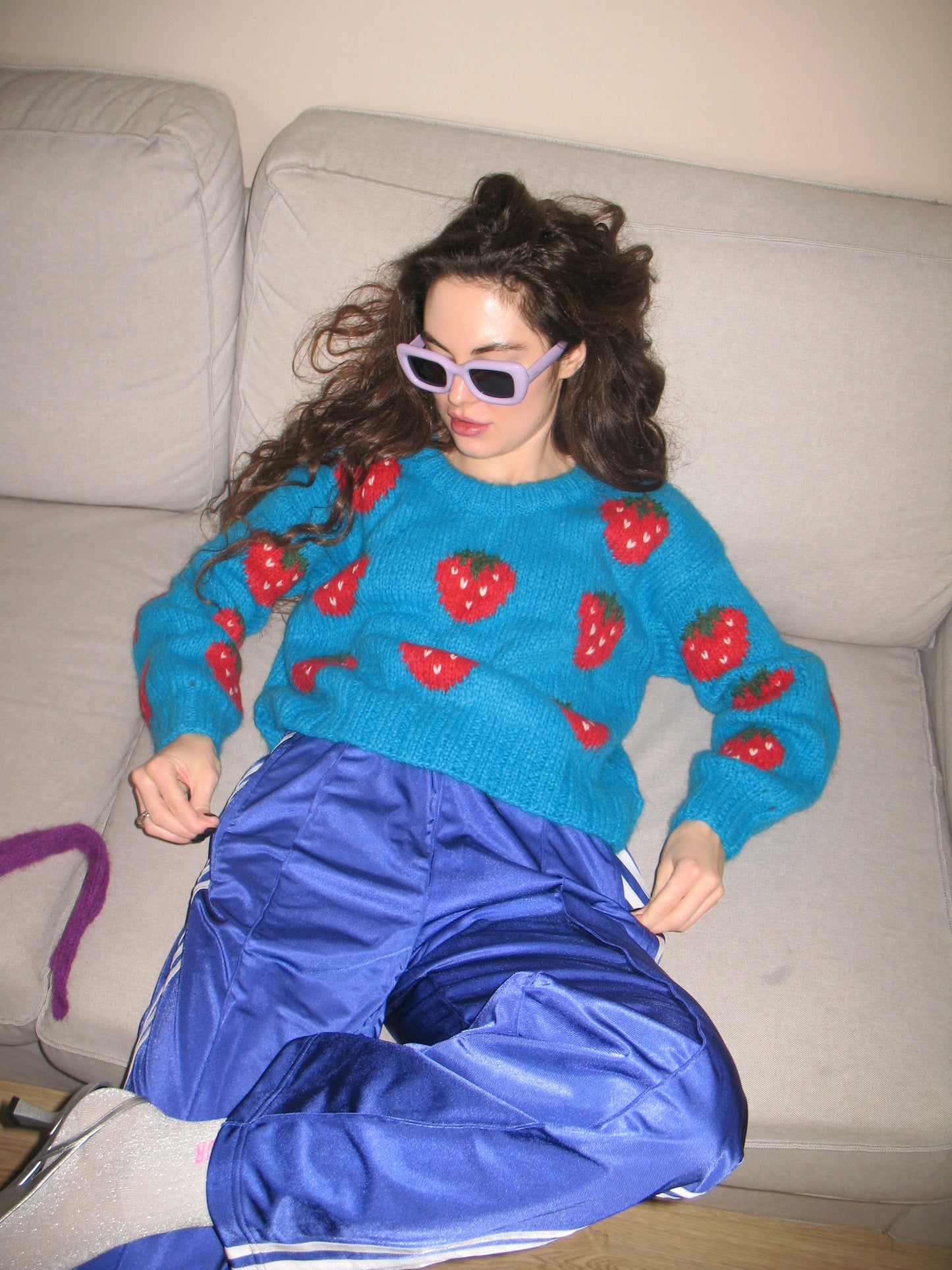 Blue Strawberry Sweater