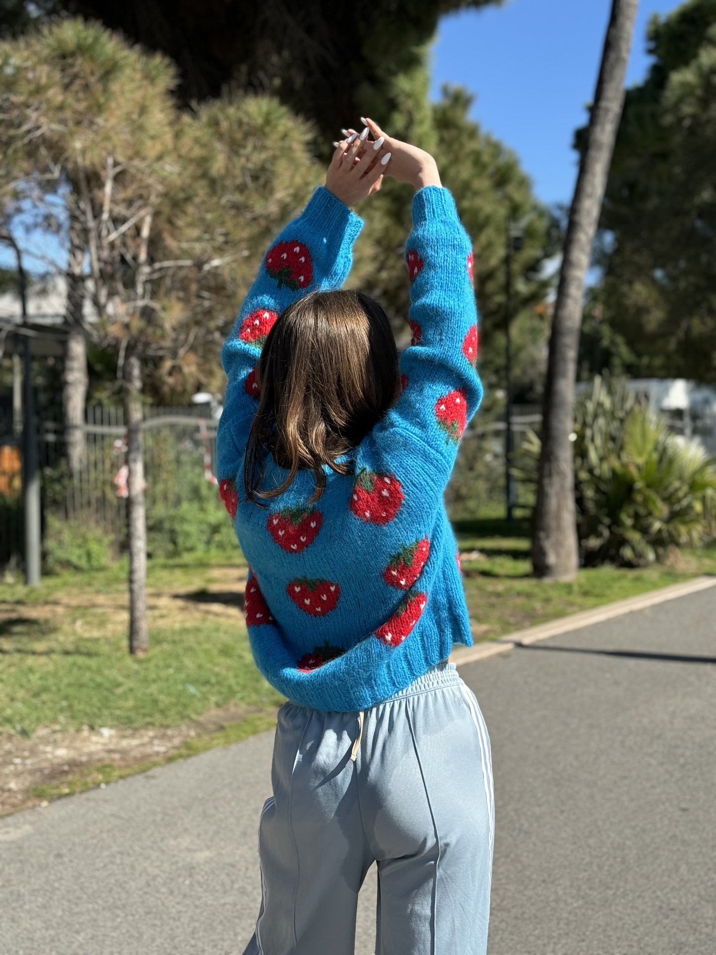 Blue Strawberry Sweater