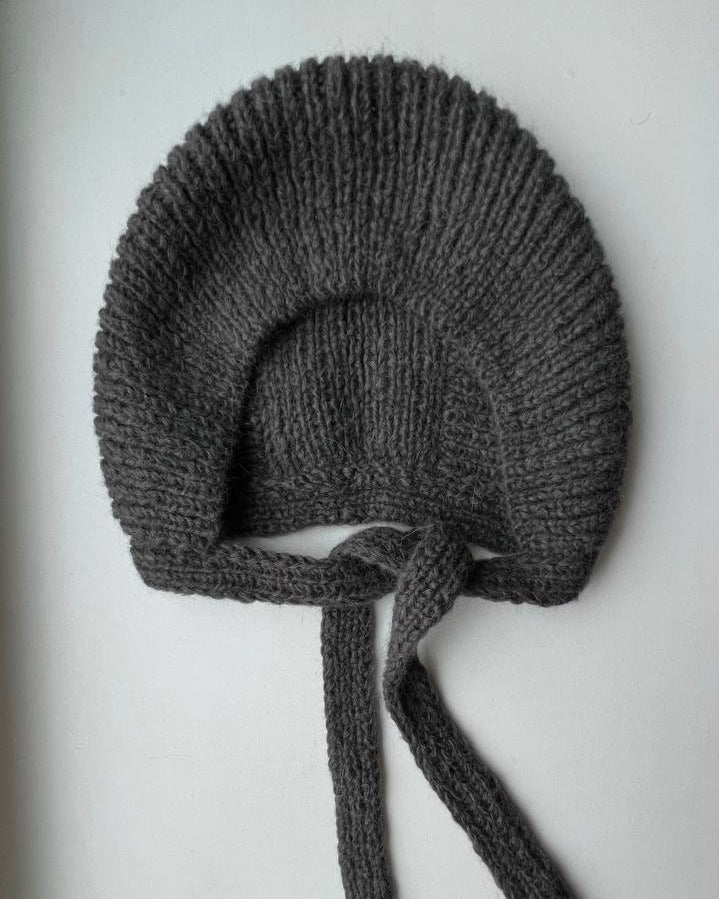 Dark Grey Knitted Bonnet
