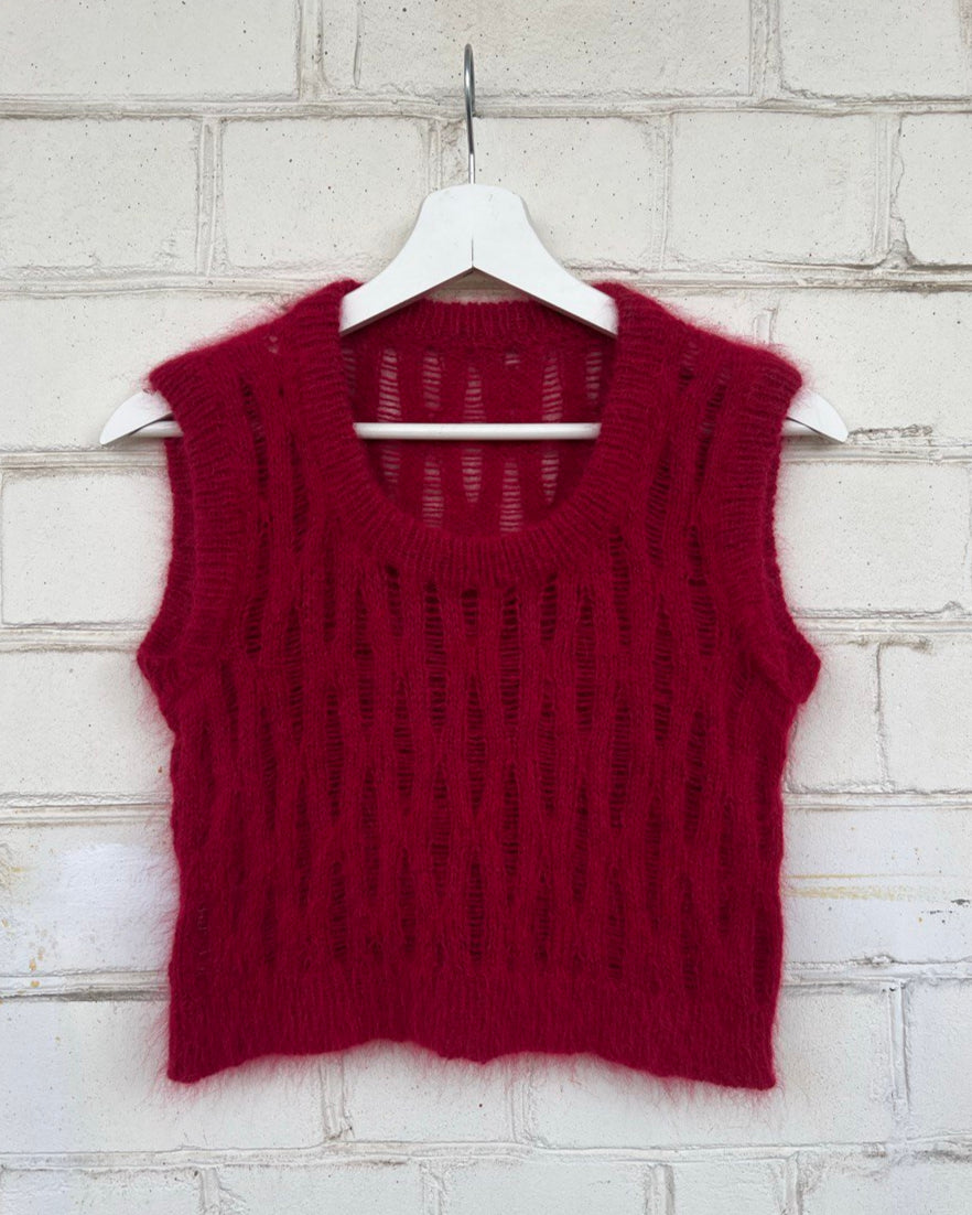 Red Fluffy Lacy Top