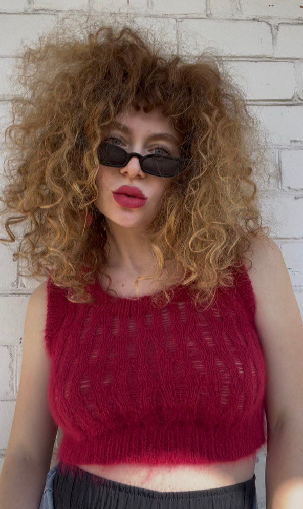 Red Fluffy Lacy Top