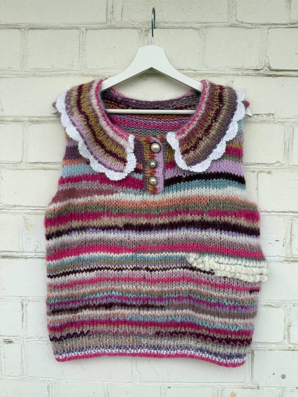 В'язана Різнокольорова Жилетка #1